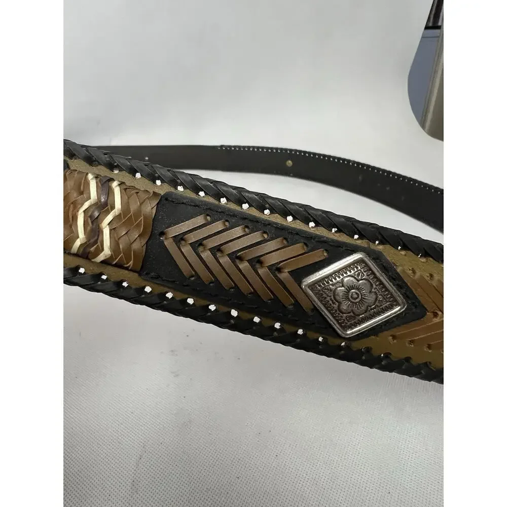 VINTAGE CLASSIC WESTERN BELT Genuine LEATHER Silver Plated COWBOY 46